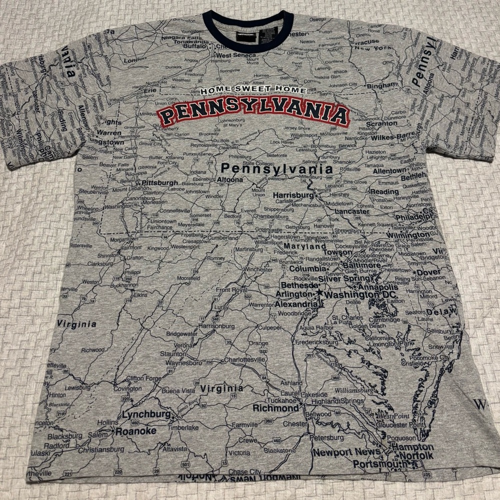 Vintage Pennsylvania “State of Mine” AOP Map Shirt Size Large